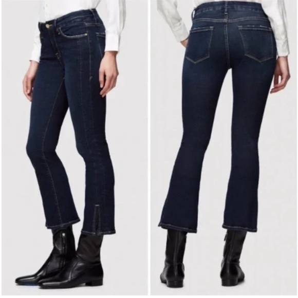 Frame Le Crop Mini Boot Johnson Jeans Split Hem Stretchy Denim, Sz 25 - Picture 1 of 13